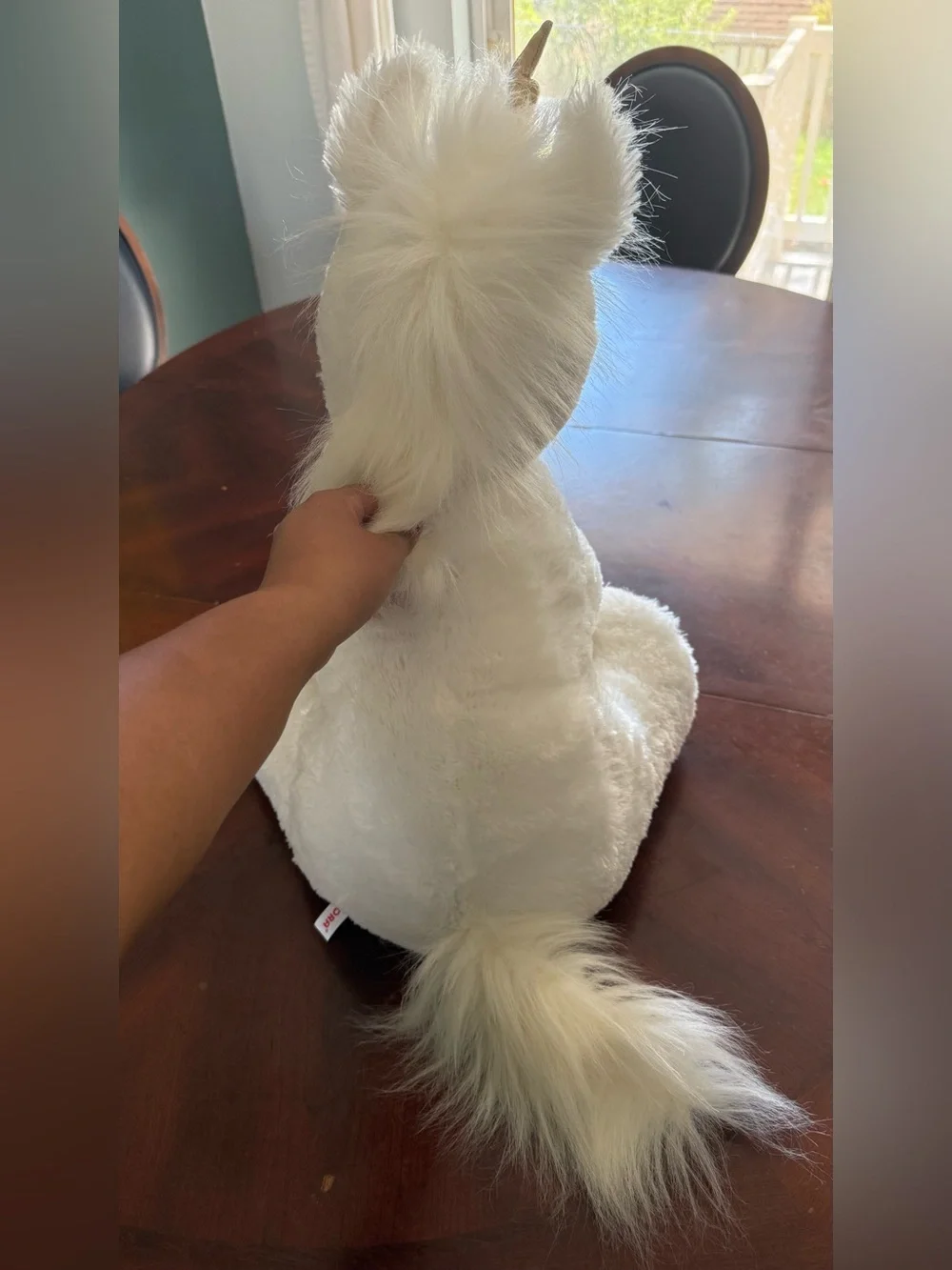 Plush White Unicorn Stuffed Animal with Gold Accents